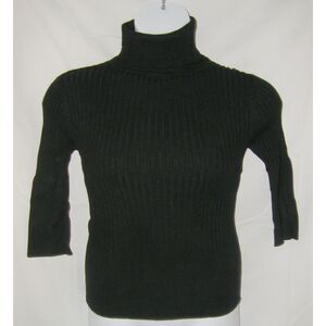 Black Sz Jr XL Stretchy Ribbed Lightweight Fitted Turtleneck Sweater BETTE PAIGE